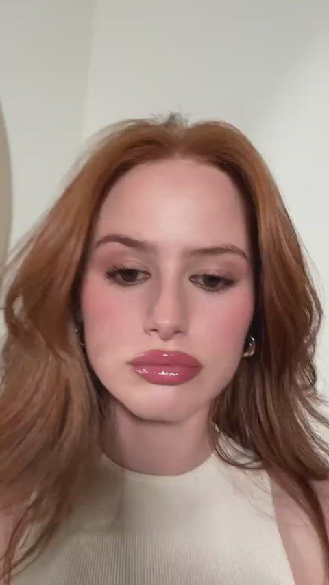 lipstick pale redhead gif