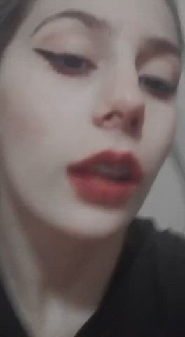 cumshot face fuck face sitting lips lipstick gif