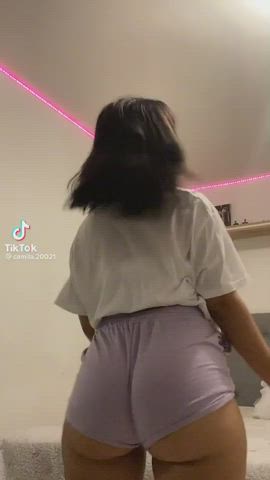 Big Ass Brunette Bubble Butt Cute Latina Shorts Teen TikTok Twerking gif