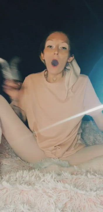 Blonde OnlyFans Pale Smoking Tights gif