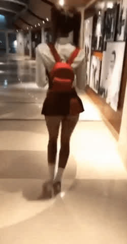 Heels Public Schoolgirl Socks Upskirt gif