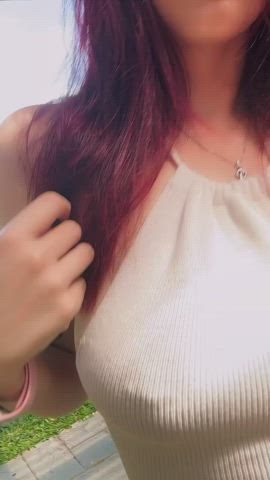 Australian Braless Redhead gif