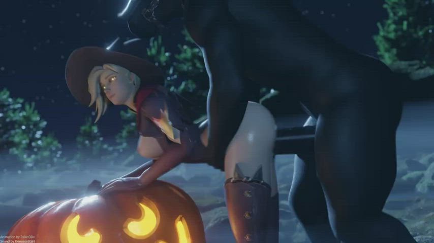 Witch Mercy railed by horseman (Rekin3D) [Overwatch]