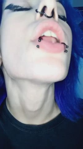 Alt Goth Piercing Saliva Solo Spit Throat Tongue Fetish White Girl gif