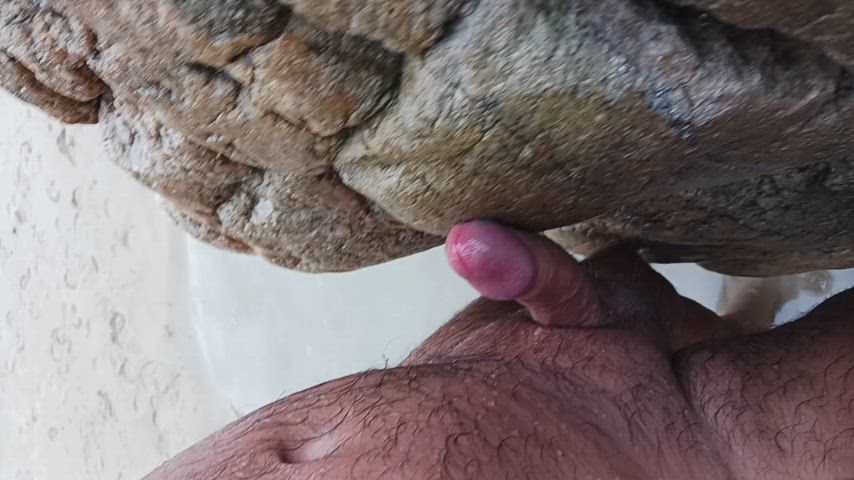 beach erection male masturbation masturbating rubbing wet gif