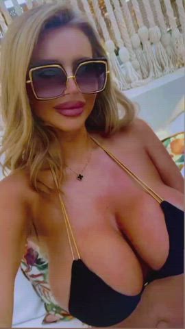 big tits bikini cleavage fake boobs fake tits huge tits model polish pool gif