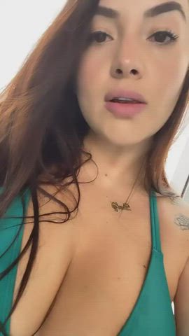 big tits brunette eye contact natural tits tiktok gif