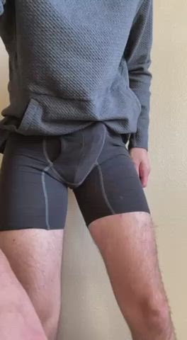 Too cold to take off my sweatshirt, but more than happy to take off my pants!