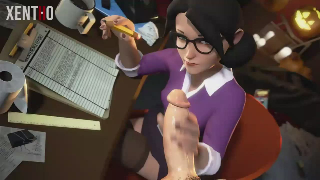 Animation Glasses Handjob Office gif
