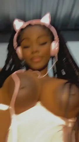 areolas big tits boobs bunny cute ebony natural tits nipples teasing gif