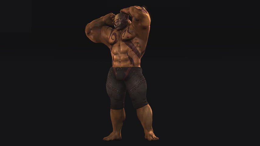 animation bulge clothed fantasy gay muscles orc warcraft love-not-warcraft gif