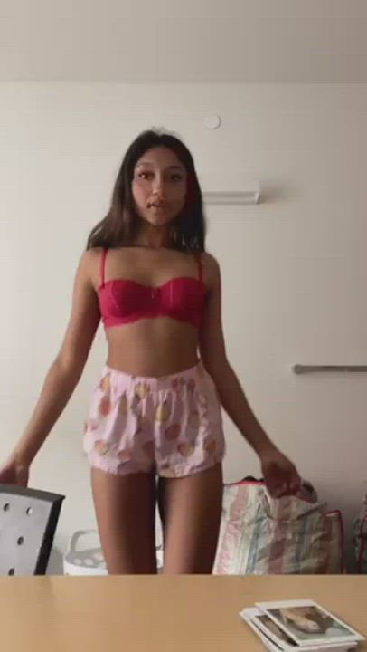 Indian Puffy Shaved Pussy Small Tits Tease Teen gif