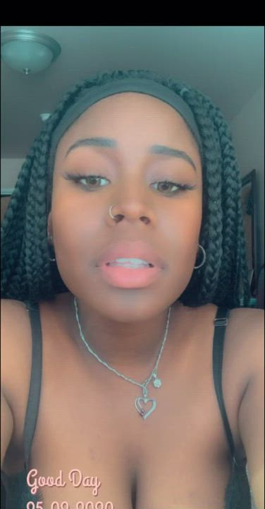 Ebony Natural Tits Teen gif