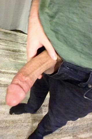 Having a night in, stroking my thick cock