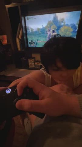 My boyfriend is trying to play all of Elden Ring while I suck his dick.