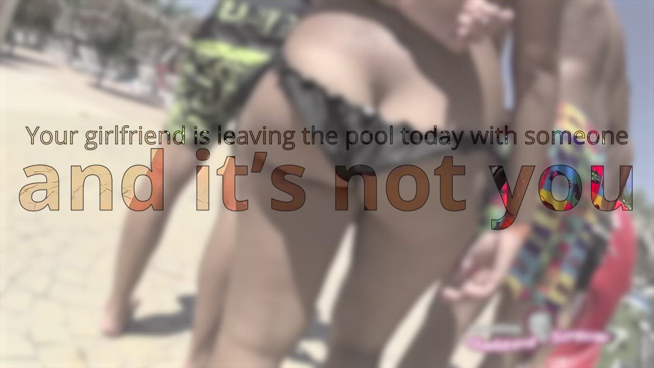 Caption Cheating Cuckold Girlfriend Hotwife Pool Sharing Stranger gif