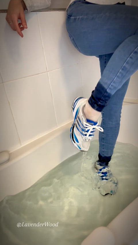 amateur bath bathroom bathtub jeans onlyfans sneakers wet wet and messy everything-wet-and-messy