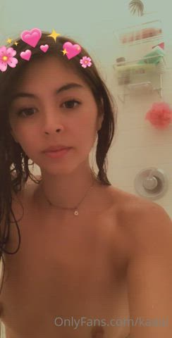 Asian Petite Shaking Shower Tease gif