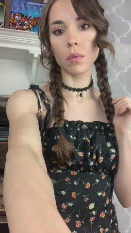 Nipple Piercing Pigtails Small Tits gif