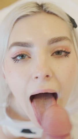 blonde cum in mouth cumshot eva elfie facial onlyfans pov gif