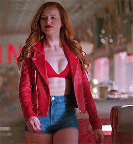 bouncing tits bra celebrity madelaine petsch redhead gif