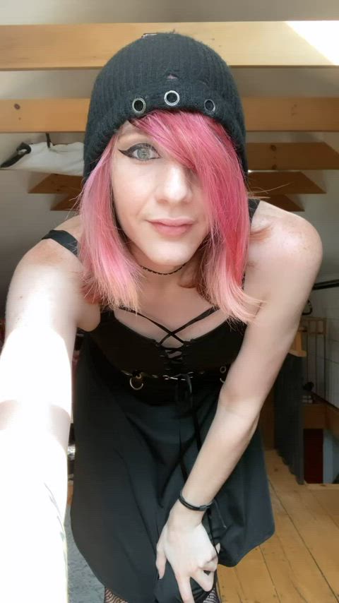 alt alternative ass egirl emo fishnet goth pink tits trans underwear pink hair gif