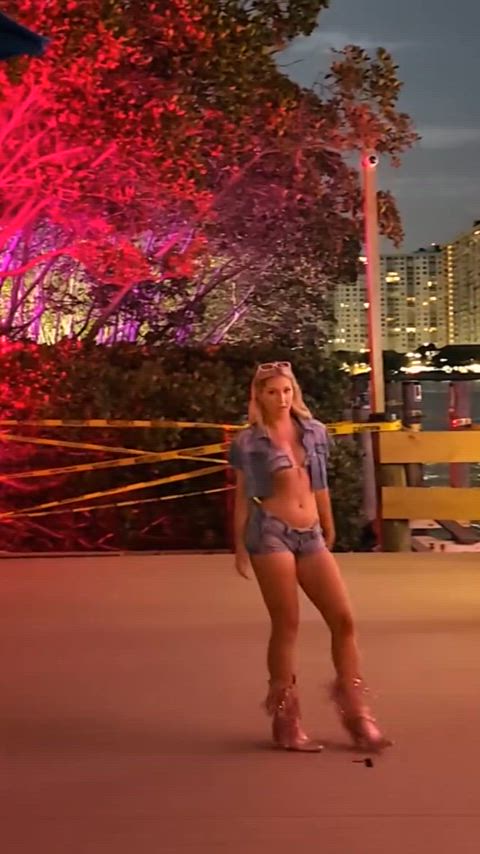 american blonde chubby jean shorts model cute-little-butts tiny-tits gif