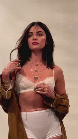 brunette celebrity cleavage lingerie lucy hale natural tits small tits gif