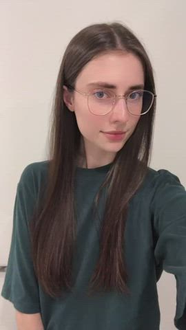 brunette glasses long hair gif