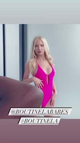 Blonde Fake Tits Swimsuit gif