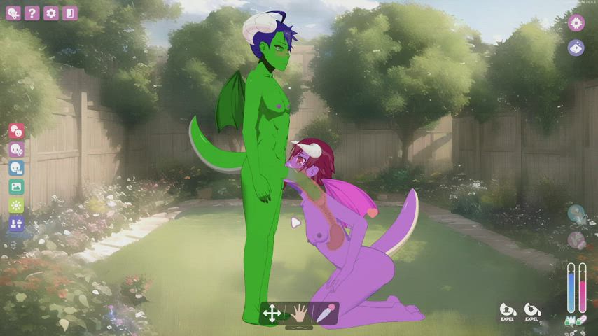 Dragons having fun in a garden (Dinoteonte/Lusts Cupid)