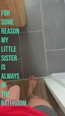 bathroom brother caption family funny porn handjob innocent sister taboo uncut gif