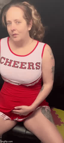 amateur brunette cheerleader costume cougar curvy housewife milf onlyfans pussy gif
