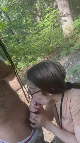 bbc blowjob brunette cheating outdoor gif