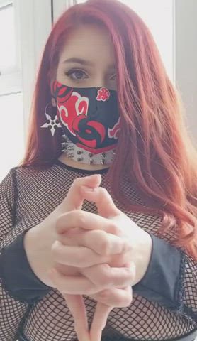 Big Tits Mask Redhead gif