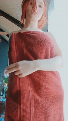 exposed redhead towel gif