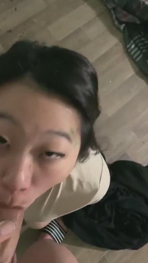 asian big dick blowjob deepthroat lips tattooed teen wet gif