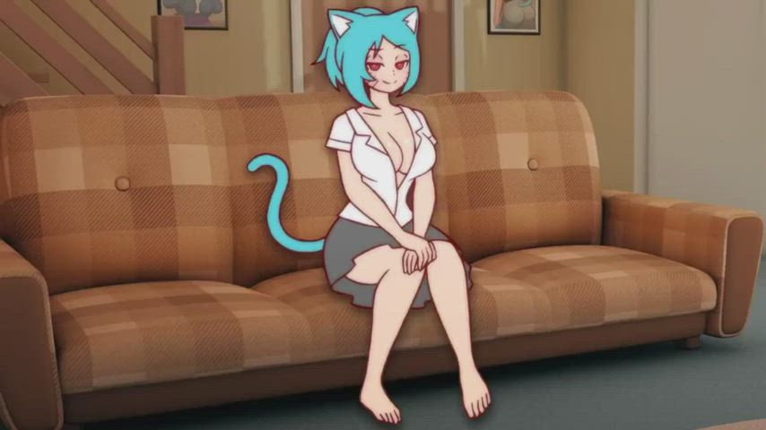 animation anime big tits bouncing tits hentai masturbating rule34 gif