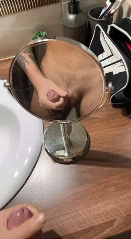 cum cumshot mirror solo gif