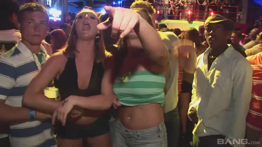 boobs bouncing tits coeds flashing nightclub public spring break tits gif