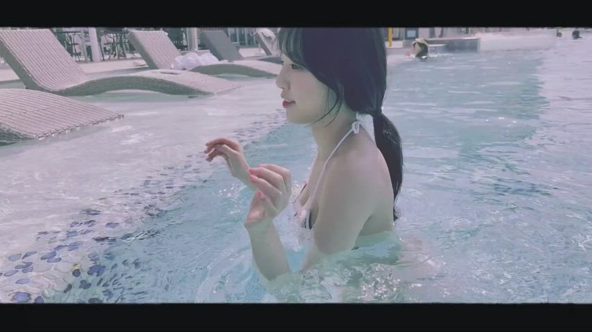 asian cute korean model swimming pool gif