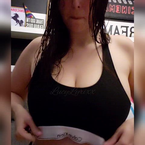 Love the feeling of dropping my Natural Big Titties out of my sports bra. Should