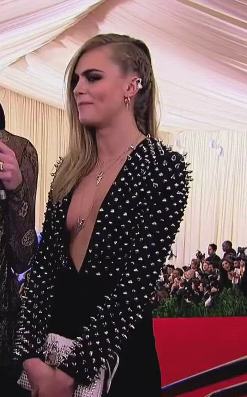 british cara delevingne cleavage gif