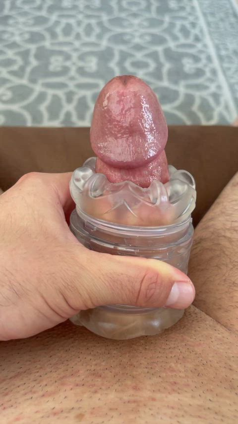 fleshlight jerk off male masturbation masturbating penis thick cock gif