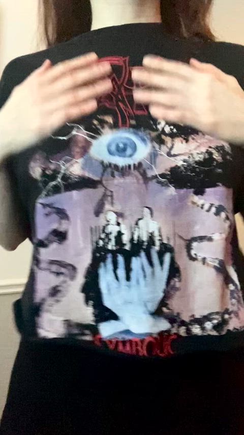 My first titty drop, featuring some band merch 😈