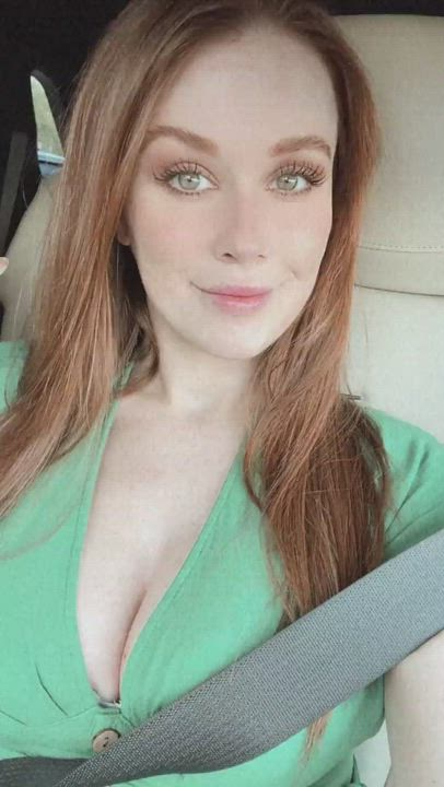 Car Cleavage Redhead gif