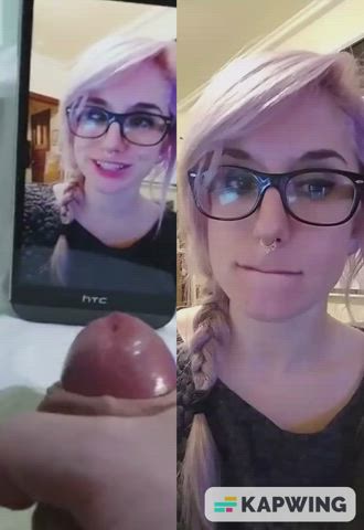 amateur babecock cumshot cute emo gamer girl glasses tribute gif