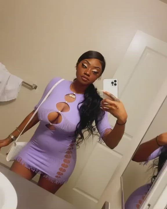 Babe Busty Ebony Mirror gif