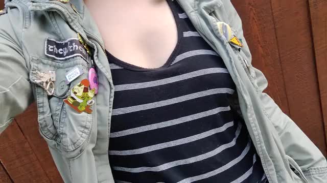 Decided to play with my tits while on the way to some food carts [oc]