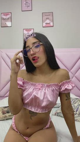 Glasses Latina Lingerie Lips Long Hair Sensual Step-Daughter Tattoo Teen gif